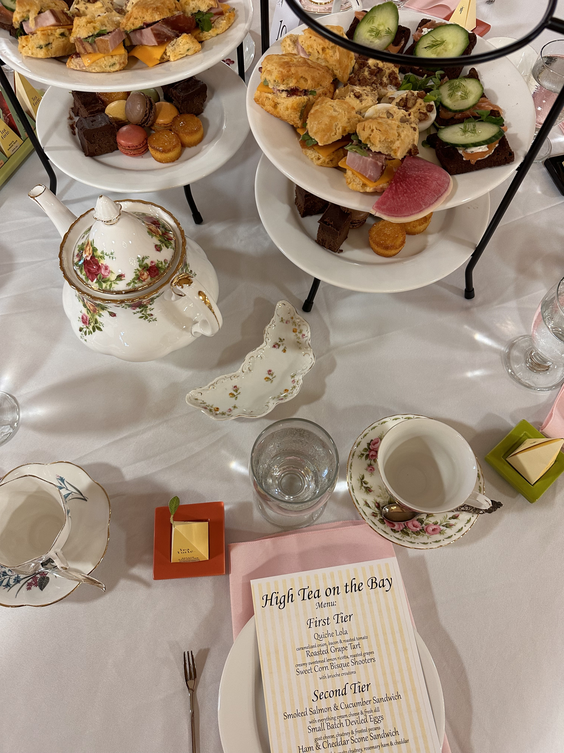 High Tea on the Bay table setting and menu
